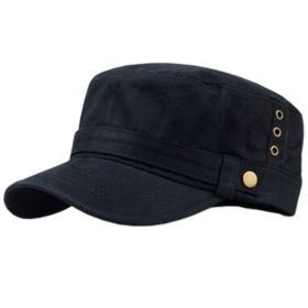 Unisex Casual Peaked Cap Flat-top Caps Adjustable Hunting Cap Army Cap Black