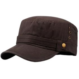 Unisex Casual Peaked Cap Flat-top Caps Adjustable Hunting Cap Army Cap Brown