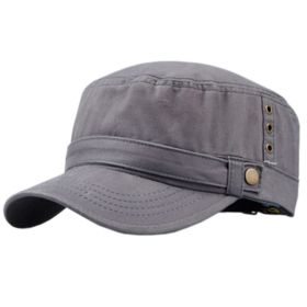 Unisex Casual Peaked Cap Flat-top Caps Adjustable Hunting Cap Army Cap Grey